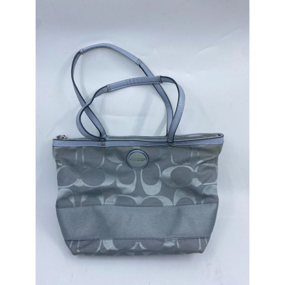 Coach Gray Jacquard Fabric Long Strap Tote Bag - Picture 2 of 13